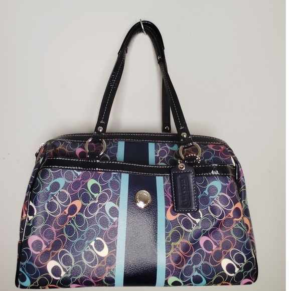 Coach Navy Multicolor Chelsea Heritage Satchel - Picture 1 of 16